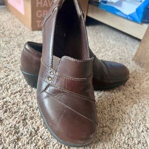 Clarks Women's Dark Brown Leather Mules